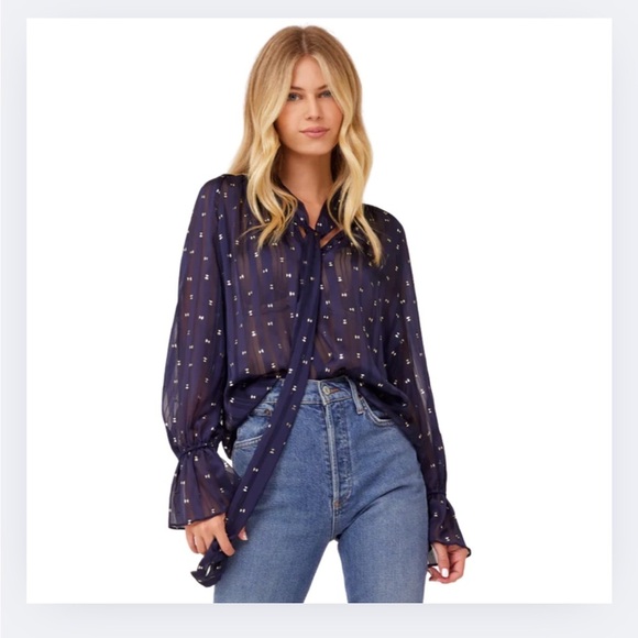 NWOT MISA Los Angeles “Gracie” Tie-Neck Blouse – Size M - Picture 1 of 8